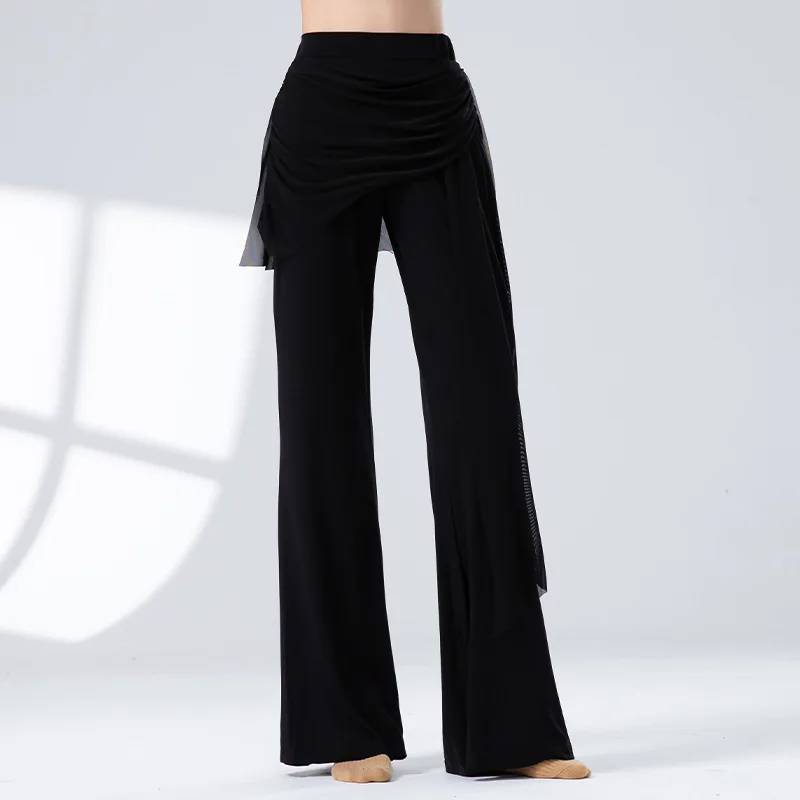 Women Classical Dance Pants Flowing Mesh Splicing Slightly Flared Elastic Figure Pants Yoga and Modern Dance Practice Wear
Women Classical Dance Pants Flowing Mesh Splicing Slightly Flared Elastic Figure Pants Yoga and Modern Dance Practice Wear