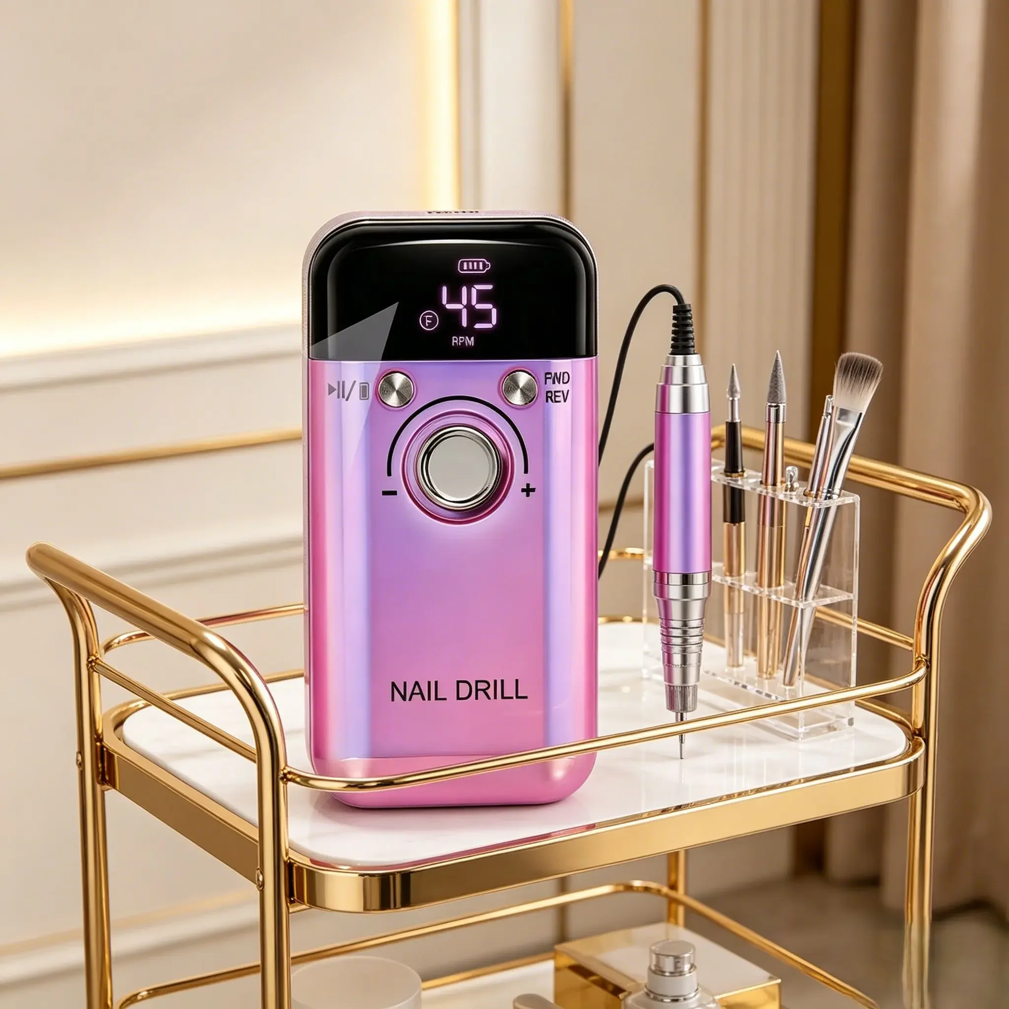 45000RPM Portable Rechargeable Nail Drill Machine, Professional Electric Nail File for Gel Nails Polishing Manicure Use
45000RPM Portable Rechargeable Nail Drill Machine, Professional Electric Nail File for Gel Nails Polishing Manicure Use
