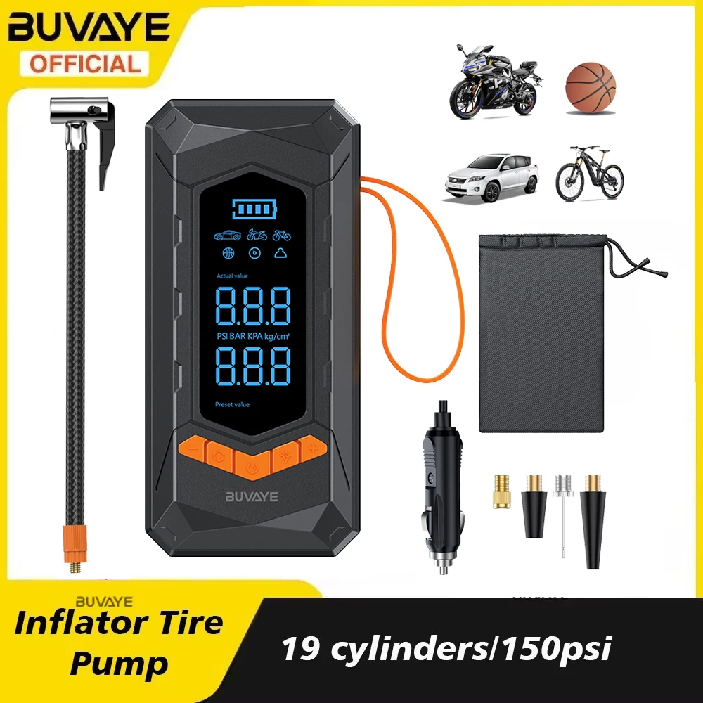 BUVAYE Car Inflator Tire Pump & Inflators 150PSI Air Pump Wired/Wireless Large Screen Dual Digital Display Air Compressors
BUVAYE Car Inflator Tire Pump & Inflators 150PSI Air Pump Wired/Wireless Large Screen Dual Digital Display Air Compressors