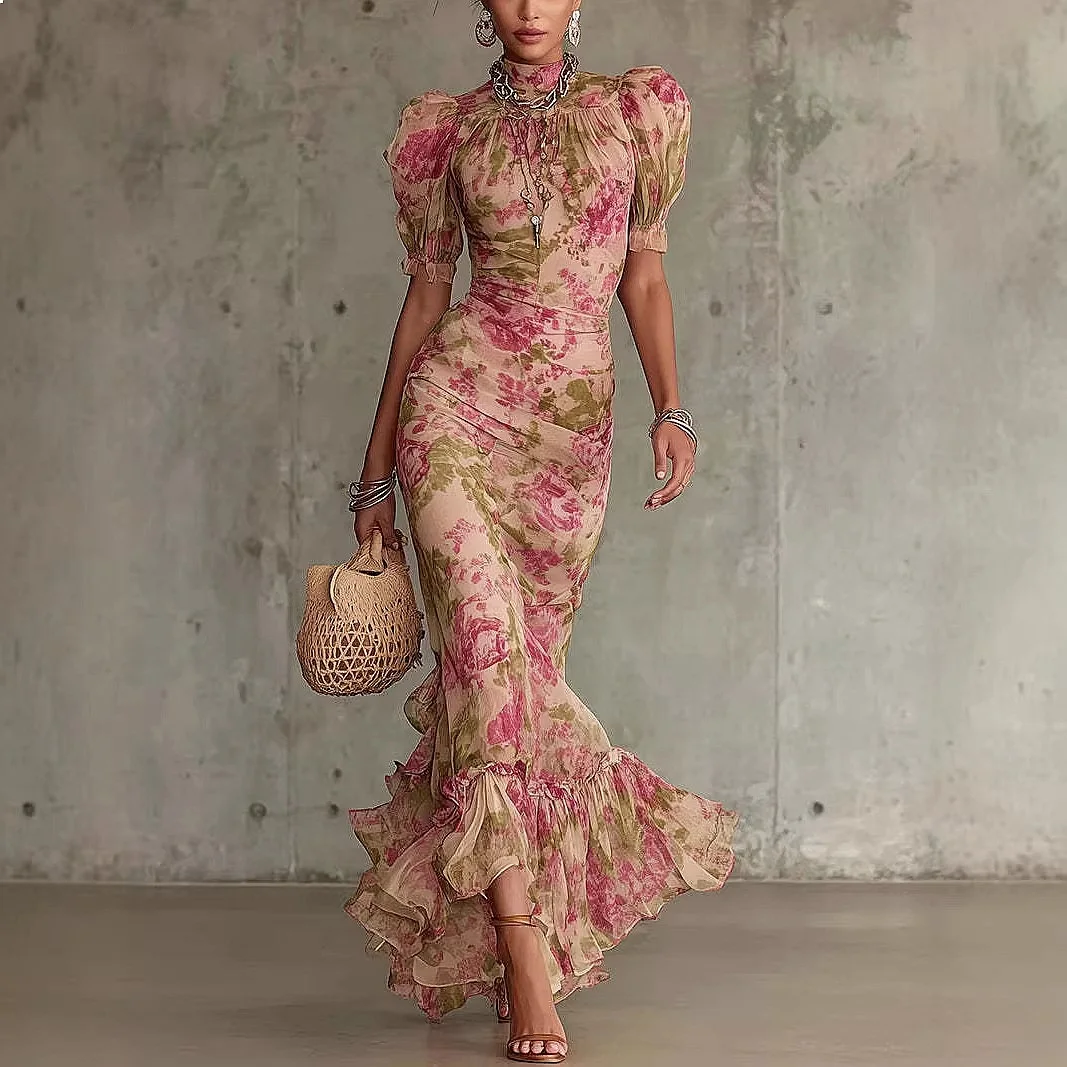 2026 New French Bubble Sleeve Printed Bodycon Long Dress Midi Dresses Spring Summer Fashion Pleated
2026 New French Bubble Sleeve Printed Bodycon Long Dress Midi Dresses Spring Summer Fashion Pleated