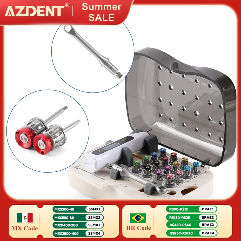 AZDENT Dental Implant Torque Screw Driver Wrench Electronic Universal Tools Torque 16pcs Drivers Colorful Kit Box Autoclavable
AZDENT Dental Implant Torque Screw Driver Wrench Electronic Universal Tools Torque 16pcs Drivers Colorful Kit Box Autoclavable