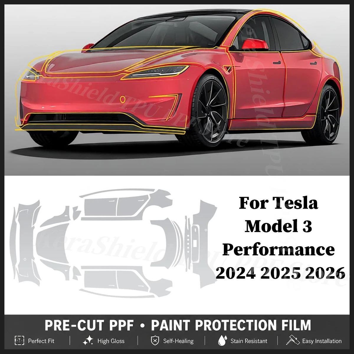 For Tesla Model 3 2024-2026 Performance Highland TPU Paint Protection Film Pre-cut PPF Anti-Scratch Kit Clear Sticker Resistant
For Tesla Model 3 2024-2026 Performance Highland TPU Paint Protection Film Pre-cut PPF Anti-Scratch Kit Clear Sticker Resistant