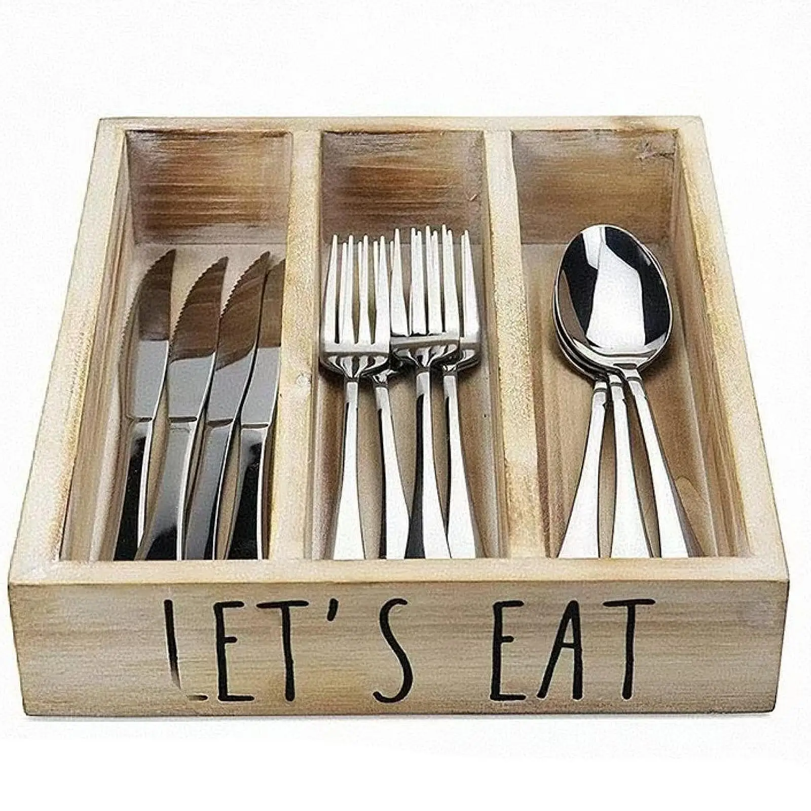 Деревянный органайзер для столовых приборов, экономящий место, универсальный, компактный, декоративный, в деревенском стиле, сортировочный ящик для посуды для кафе, ресторана, домашнего бара, ложки 
Деревянный органайзер для столовых приборов, экономящий место, универсальный, компактный, декоративный, в деревенском стиле, сортировочный ящик для посуды для кафе, ресторана, домашнего бара, ложки