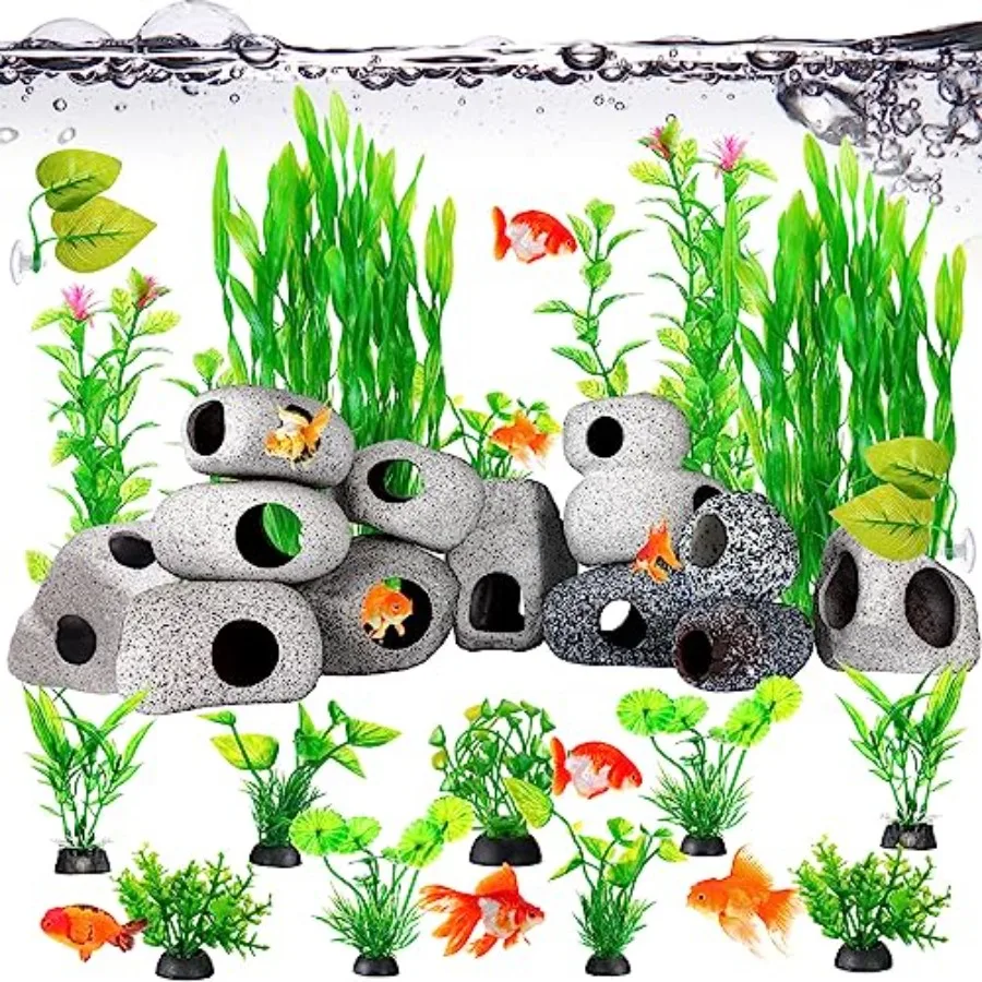 28 Pcs Aquarium Decorations Cave Fish Tank Accessories Green Plants Include 12 Ceramic Rock Cave and 16 Aquarium Plants for Bet
28 Pcs Aquarium Decorations Cave Fish Tank Accessories Green Plants Include 12 Ceramic Rock Cave and 16 Aquarium Plants for Bet
