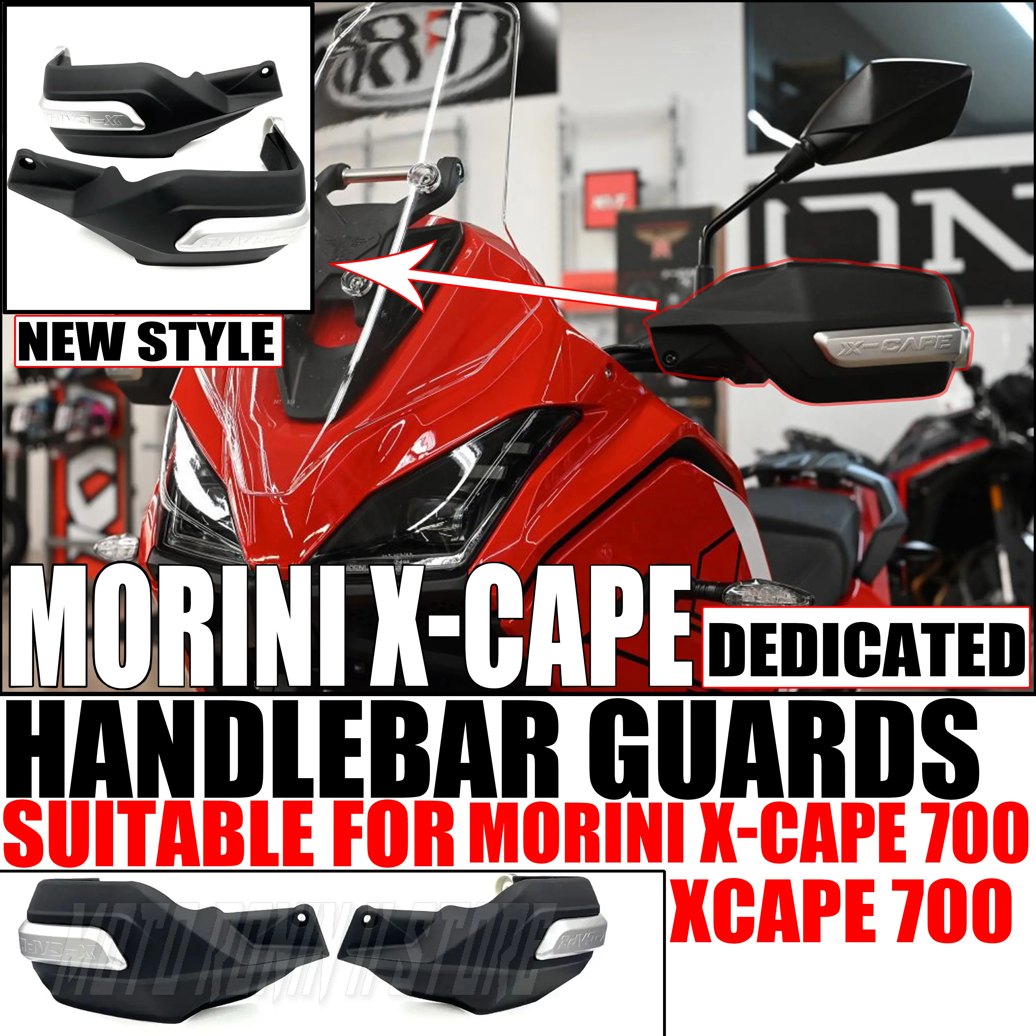 Accessories for Morini X-Cape 700 motorcycles windshield protectors handguards handlebar guards X-Cape 700 specific
Accessories for Morini X-Cape 700 motorcycles windshield protectors handguards handlebar guards X-Cape 700 specific