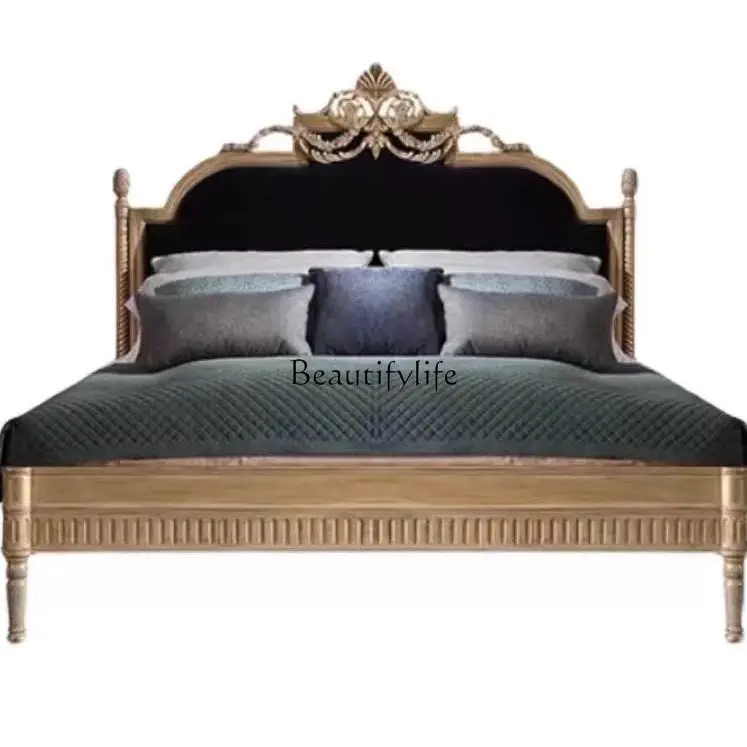 French retro old solid wood carving flower bedroom double bed romantic villa fabric wedding bed
French retro old solid wood carving flower bedroom double bed romantic villa fabric wedding bed