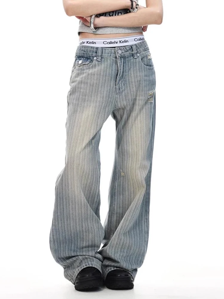 Vintage American Flag Striped Distressed Denim Jeans Loose Fit High Street Micro Flare Trousers for Men Women Casual Style
Vintage American Flag Striped Distressed Denim Jeans Loose Fit High Street Micro Flare Trousers for Men Women Casual Style