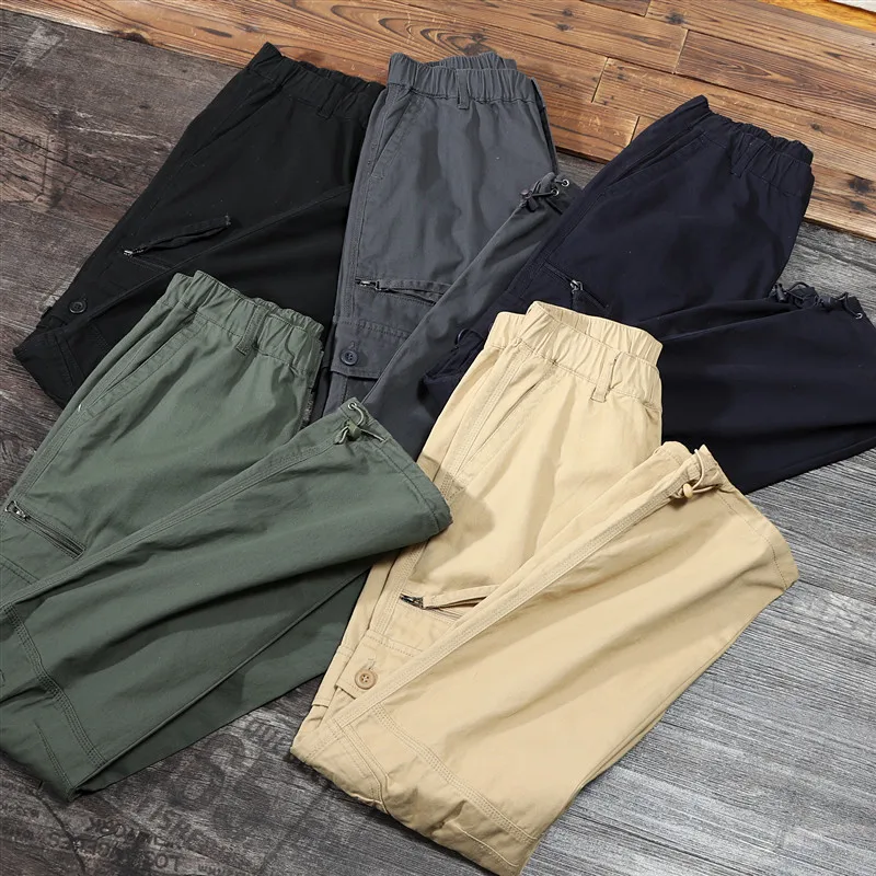 Cotton Khaki Workwear Sle Men's Casual Straight Leg Trousers Spring Autumn New Model Multi kets Elastic Waist Pants
Cotton Khaki Workwear Sle Men's Casual Straight Leg Trousers Spring Autumn New Model Multi kets Elastic Waist Pants