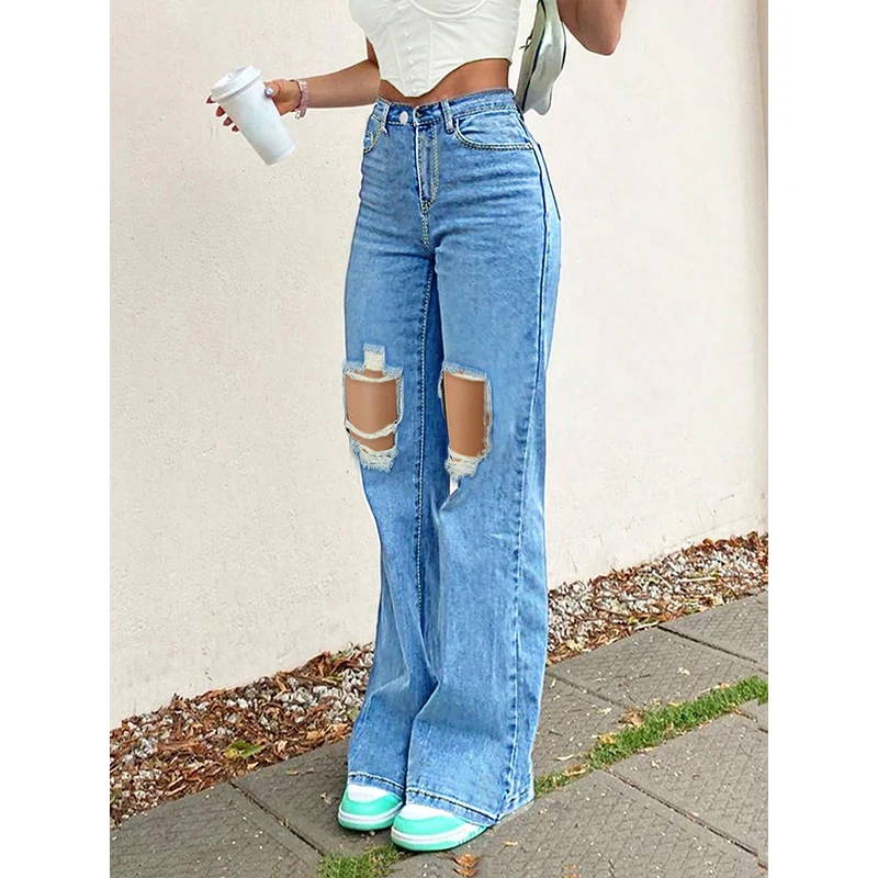 Summer New Women's Jeans Ripped Straight High Waisted Slimming Hollow Out Casual Fashion Trousers Commuting Long Pants PDF002
Summer New Women's Jeans Ripped Straight High Waisted Slimming Hollow Out Casual Fashion Trousers Commuting Long Pants PDF002