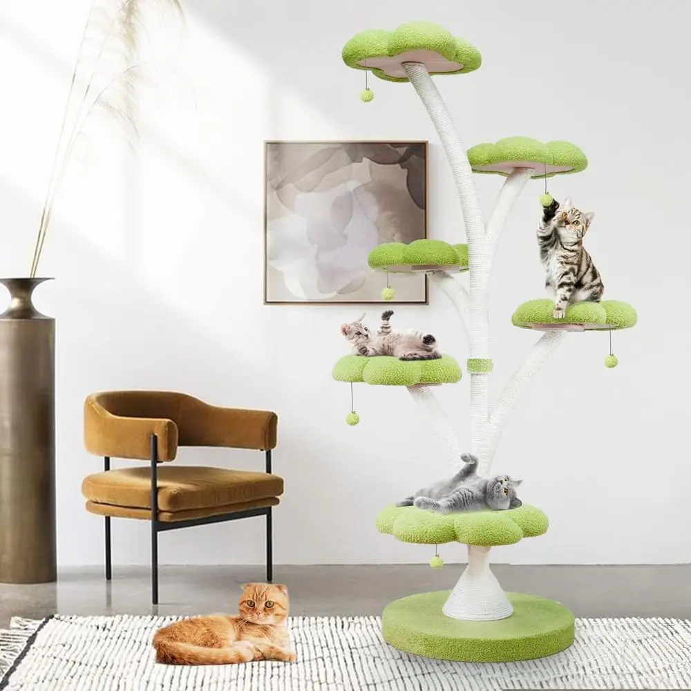 Green 71 Petal-Design Cat Tree Tower with Multi-Level Scratching Platforms
Green 71 Petal-Design Cat Tree Tower with Multi-Level Scratching Platforms