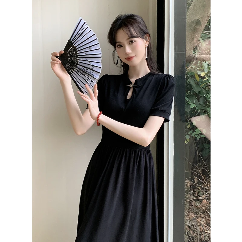New Chinese Style Women Dresses Black Improved Qipao Long Dress Ladies Summer Elegant Stand Collar High Waist Dresses
New Chinese Style Women Dresses Black Improved Qipao Long Dress Ladies Summer Elegant Stand Collar High Waist Dresses