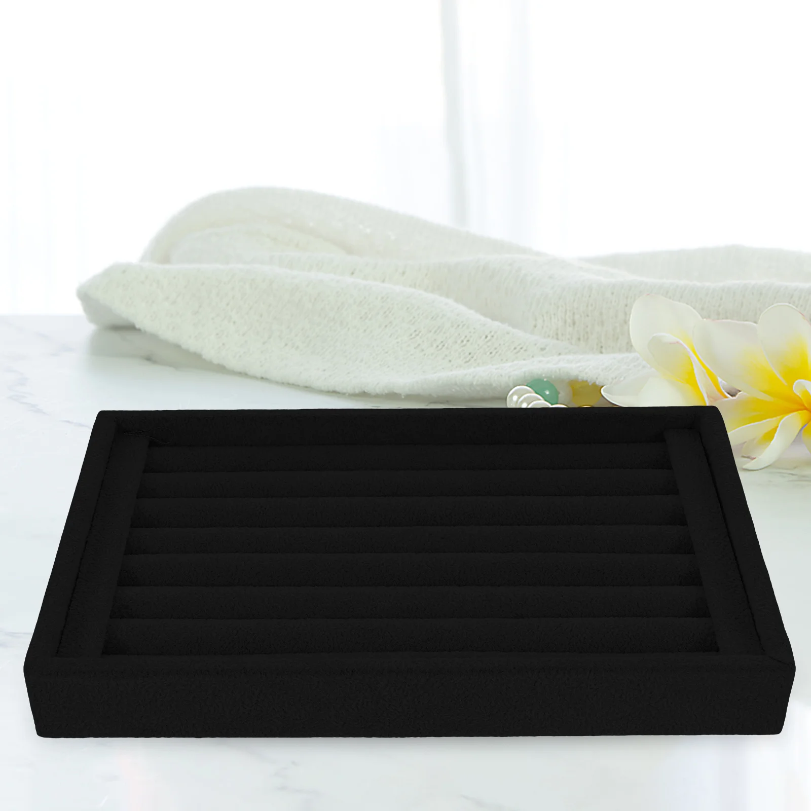 Full Suede Jewelry Tray Large Capacity Ring Storage Display Black ganizer Compartments Lightweight Safe Material Earrings
Full Suede Jewelry Tray Large Capacity Ring Storage Display Black ganizer Compartments Lightweight Safe Material Earrings