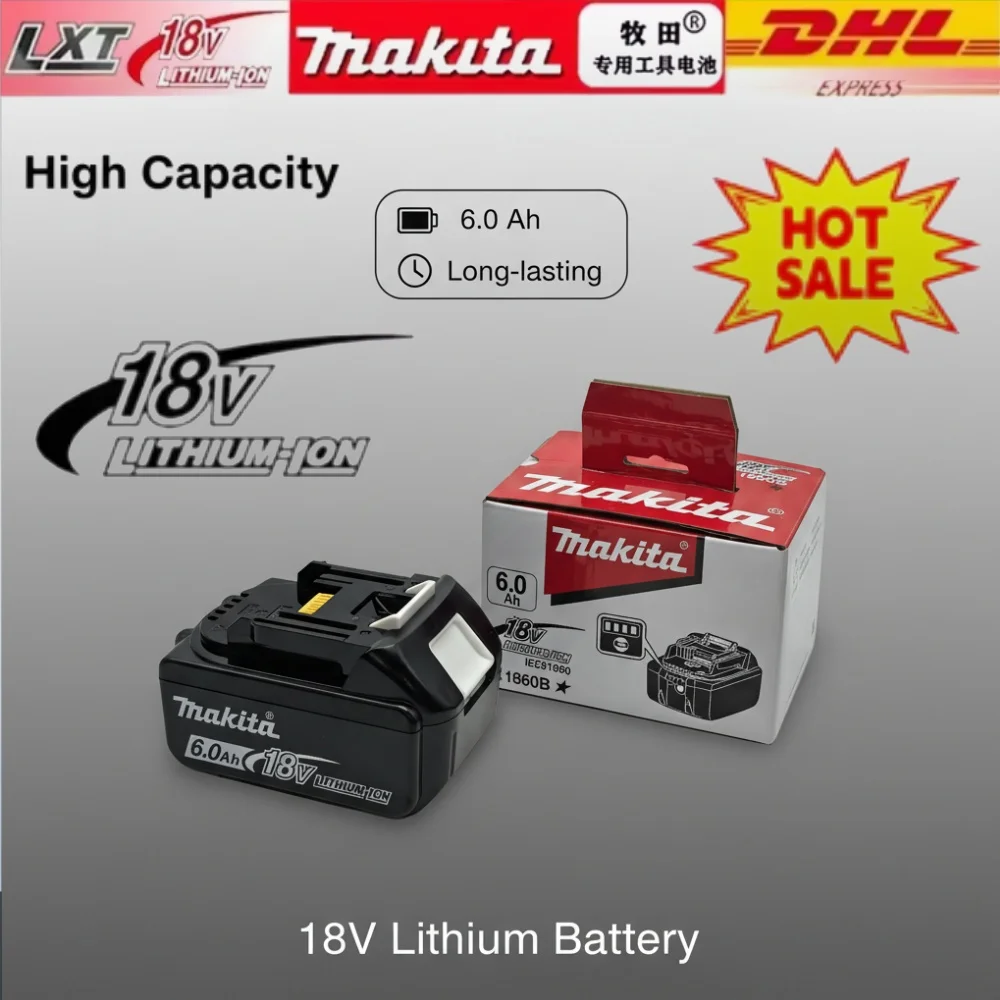 Makita 18V BL1860B Rechargeable Battery for Power Tools Compatible with BL1850B LXT400 Replacement 18V Makita Battery
Makita 18V BL1860B Rechargeable Battery for Power Tools Compatible with BL1850B LXT400 Replacement 18V Makita Battery
