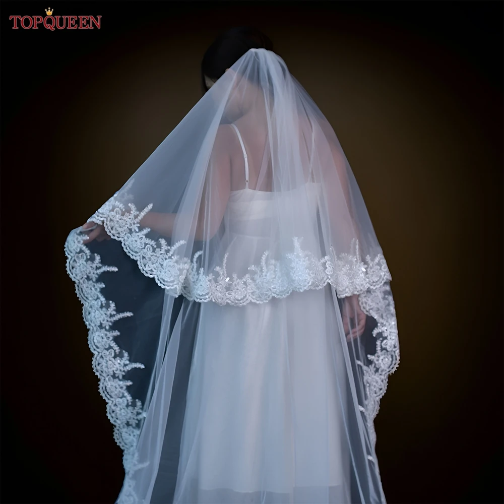 TOPQUEEN V105 Lace Edge Wedding Veil with Blusher Two Tier Bridal Veil Long Wedding Lace Veil Cover Face Wedding Accessory Woman
TOPQUEEN V105 Lace Edge Wedding Veil with Blusher Two Tier Bridal Veil Long Wedding Lace Veil Cover Face Wedding Accessory Woman