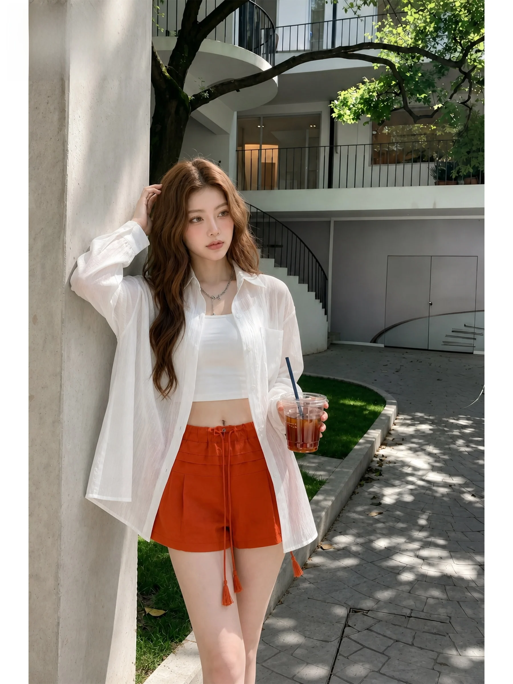 White Textured Lyocell Long Sleeve Shirt Women's Loose Fit Casual Style Summer New Arrival Slimming Effect Sun Protection Ope...
White Textured Lyocell Long Sleeve Shirt Women's Loose Fit Casual Style Summer New Arrival Slimming Effect Sun Protection Ope...