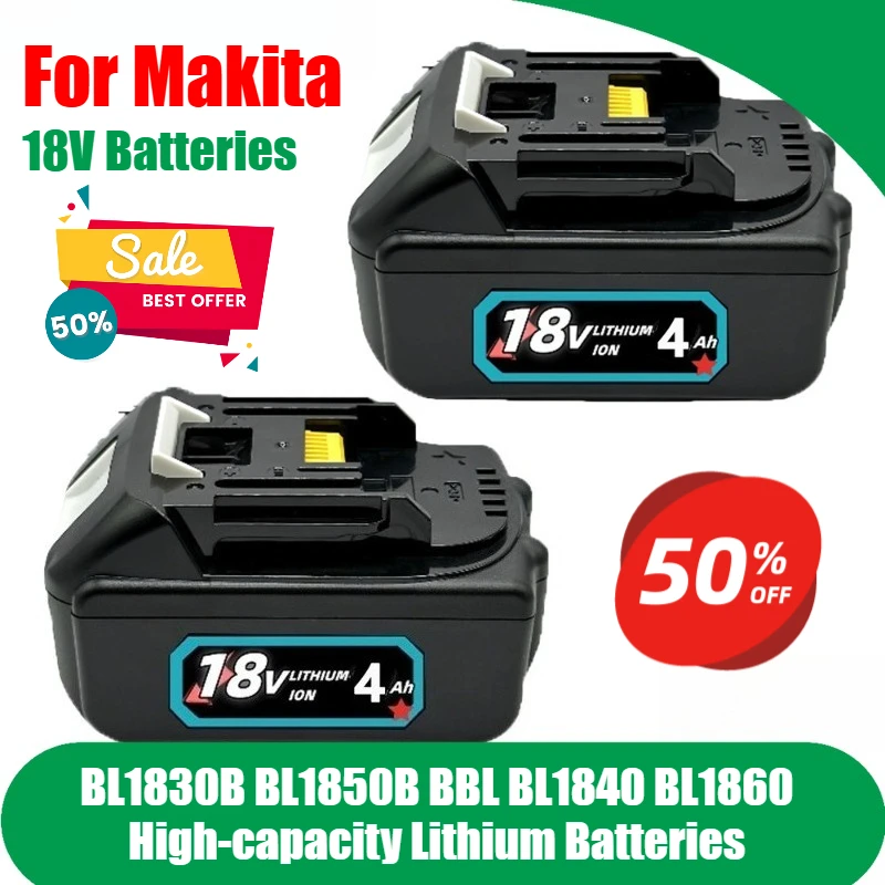 For Makita 18V Batteries BL1830B, BL1850B, BBL, BL1840, BL1860 High-capacity Lithium Batteries
For Makita 18V Batteries BL1830B, BL1850B, BBL, BL1840, BL1860 High-capacity Lithium Batteries