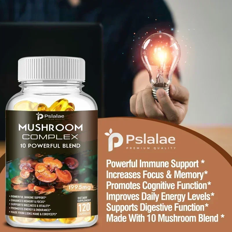 Mushroom Complex Supplement - Supports Brain and Immune Health, Enhances Memory, Focus and Clarity, Boosts Energy, Non-GMOSupple
Mushroom Complex Supplement - Supports Brain and Immune Health, Enhances Memory, Focus and Clarity, Boosts Energy, Non-GMOSupple