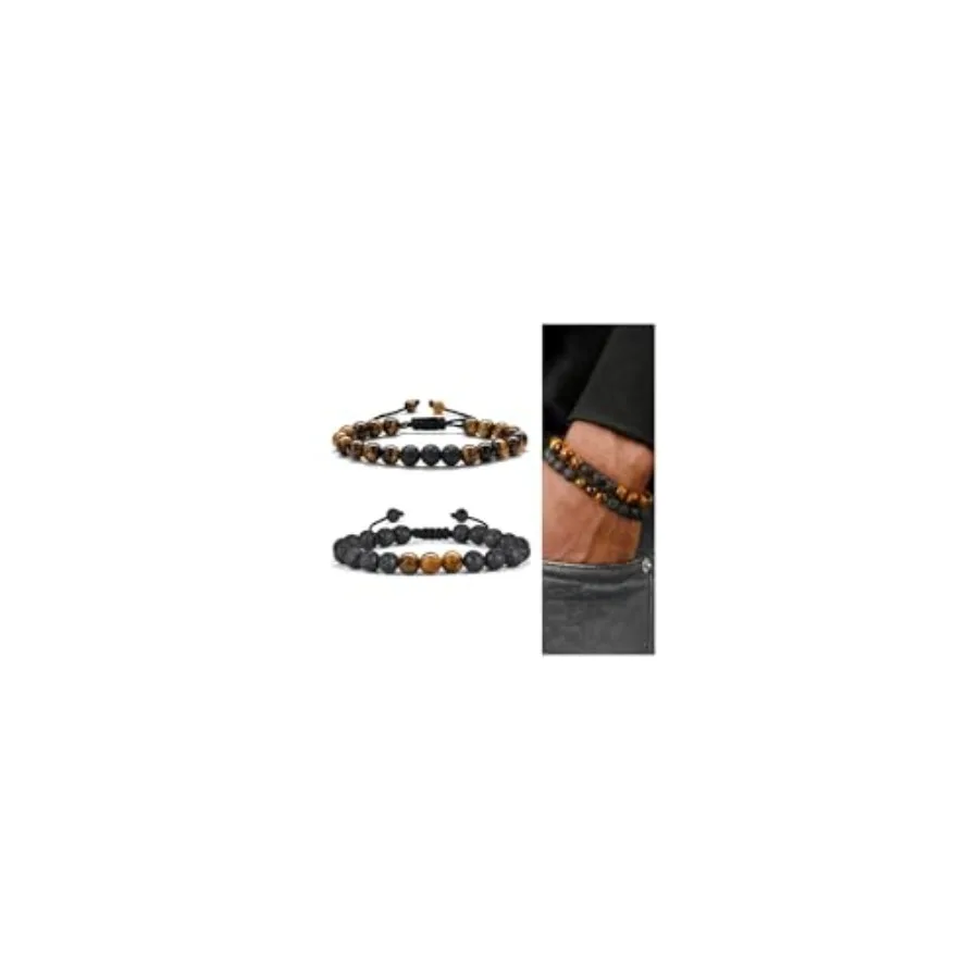 M MOOHAM Fathers Day Gift Mens Bracelet - Beaded Natural Stone 8mm Tiger Eye Matte Agate Lava Rock Bracelets for Men Teen Boys
M MOOHAM Fathers Day Gift Mens Bracelet - Beaded Natural Stone 8mm Tiger Eye Matte Agate Lava Rock Bracelets for Men Teen Boys