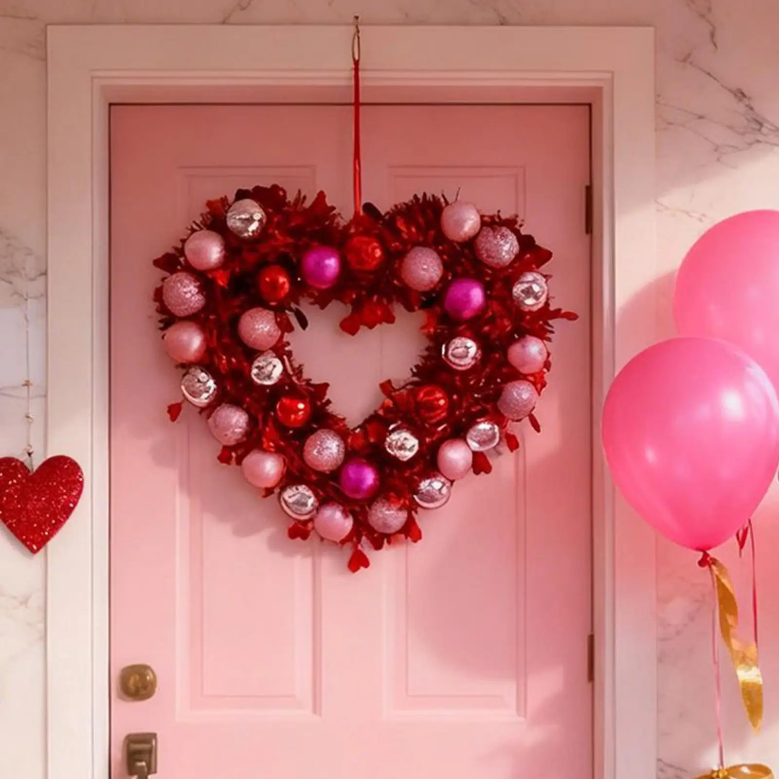 Heart Wreath Shiny Hanger Ornament 12.2x14.2in Valentine Door Decor For Wedding Celebration Gathering Arch Garland Stair
Heart Wreath Shiny Hanger Ornament 12.2x14.2in Valentine Door Decor For Wedding Celebration Gathering Arch Garland Stair