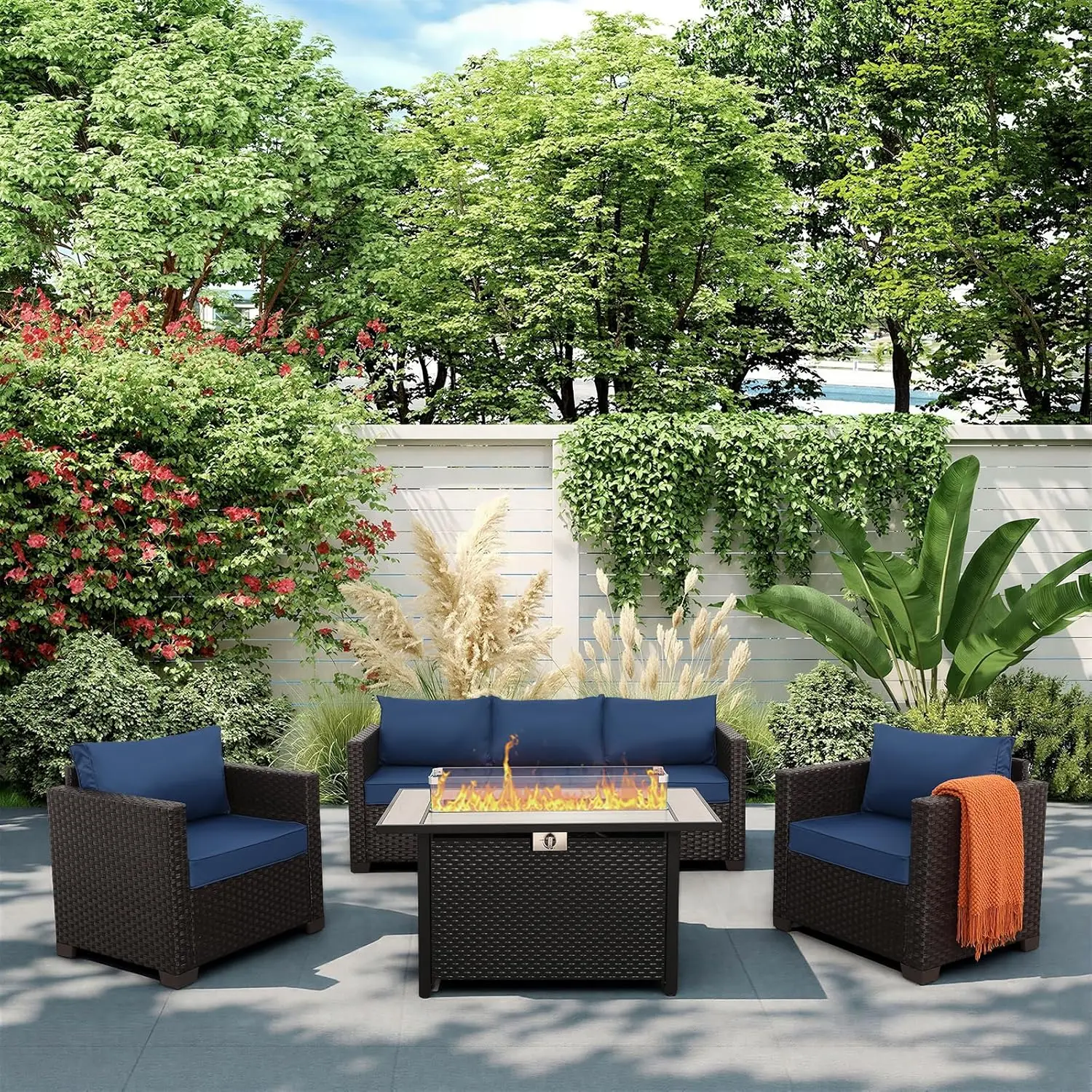 4 Piece Patio Furniture Set 45 Inches Fire Pit Table Outdoor Furniture Sets Patio Couch Outdoor Chairs 50000 BTU, Customized
4 Piece Patio Furniture Set 45 Inches Fire Pit Table Outdoor Furniture Sets Patio Couch Outdoor Chairs 50000 BTU, Customized