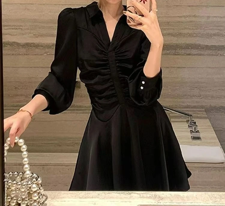 Pleated Waist Long-sleeved Dress Women's Early Spring 2026 New High-end Thin Small Black Dress
Pleated Waist Long-sleeved Dress Women's Early Spring 2026 New High-end Thin Small Black Dress