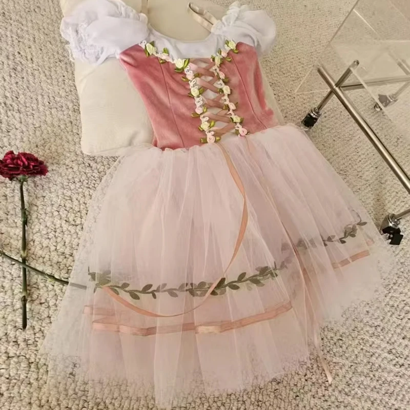Pink flower tutu professional ballet girls costume giselle Classical Short Puff Sleeve Adult Women Long Leotard Dress Clothes
Pink flower tutu professional ballet girls costume giselle Classical Short Puff Sleeve Adult Women Long Leotard Dress Clothes