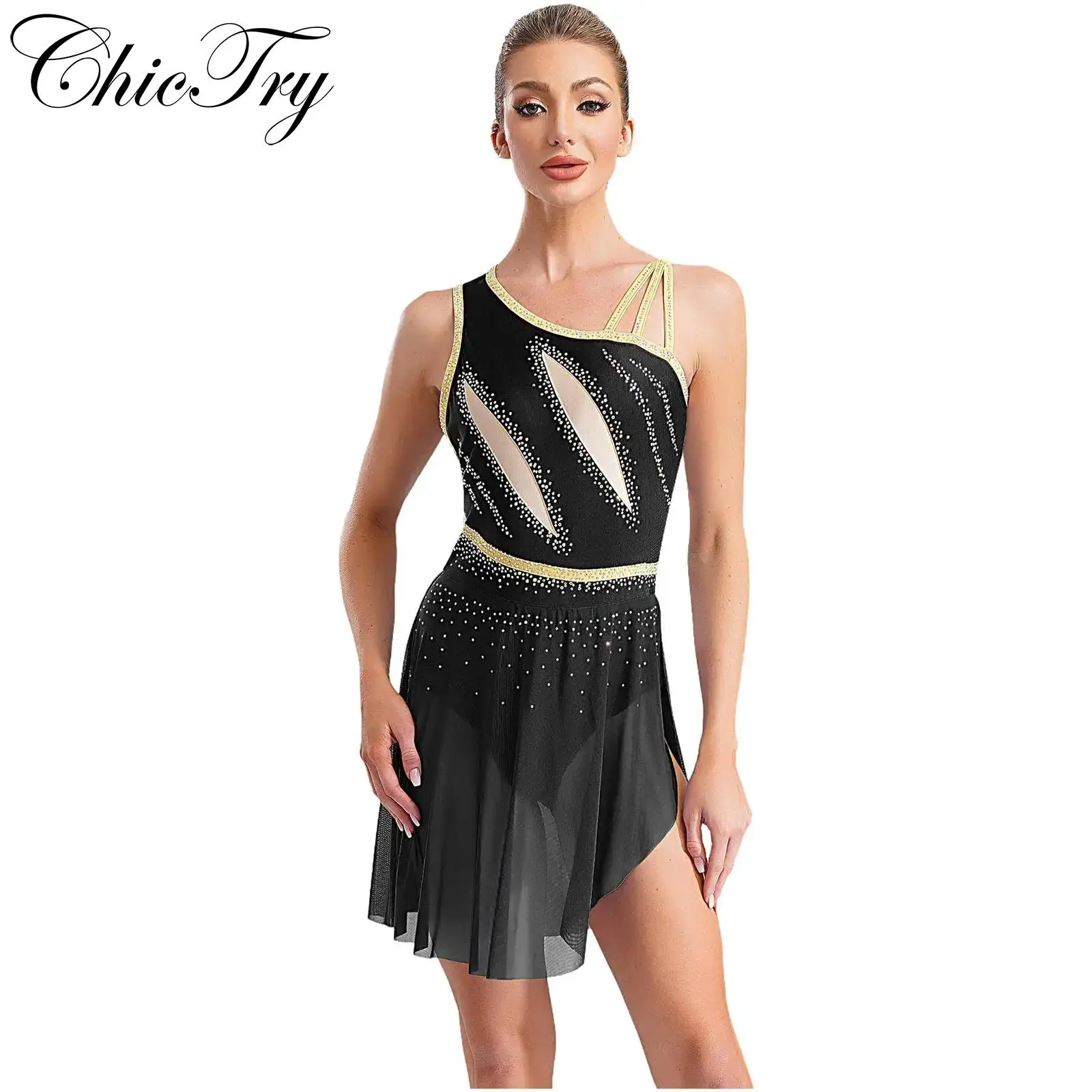 Womens Figure Skating Dress Rhinestones Lyrical Dance Performance Costume Sleeveless Cutout Back Side Split Figure Skating Dress
Womens Figure Skating Dress Rhinestones Lyrical Dance Performance Costume Sleeveless Cutout Back Side Split Figure Skating Dress
