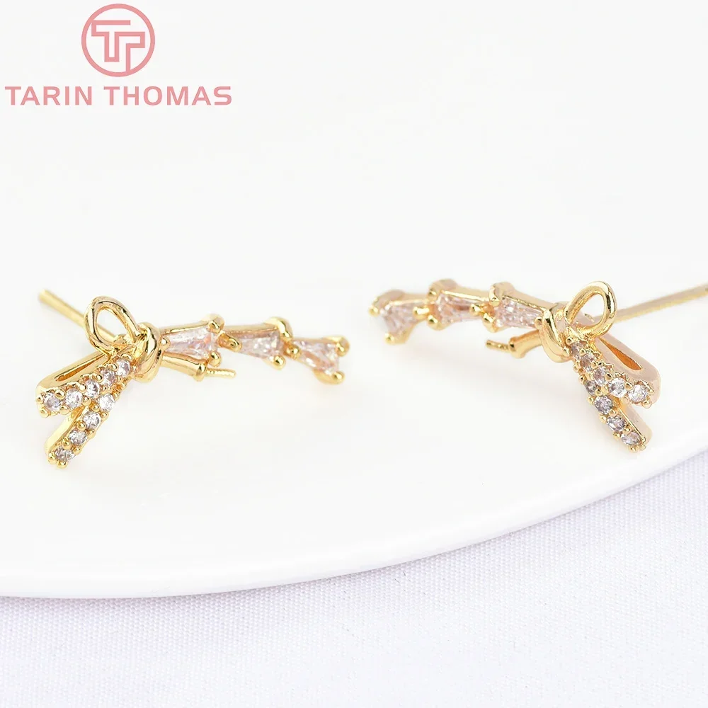 (5929) 4PCS 10.5x21MM 24K Gold Color Brass with Zircon Bow-Kont Stud Earrings High Quality Jewelry Making Findings Accessories
(5929) 4PCS 10.5x21MM 24K Gold Color Brass with Zircon Bow-Kont Stud Earrings High Quality Jewelry Making Findings Accessories