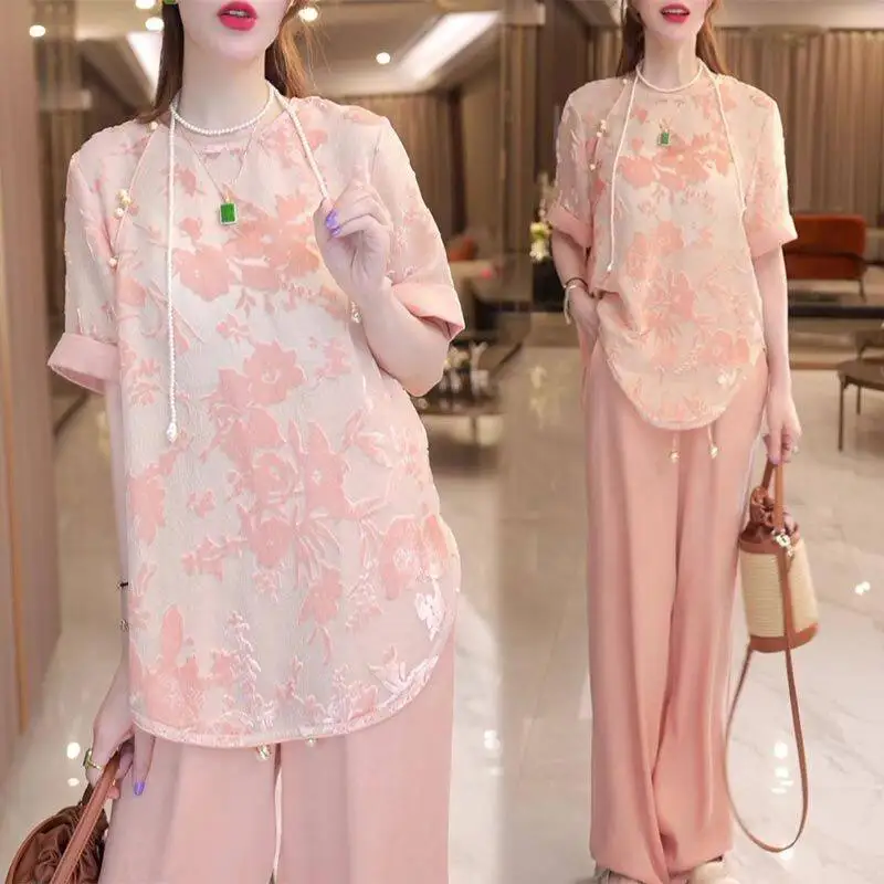 High End Fashion Casual Suit for Women's Spring and Summer New Style Loose and Slimming Top+wide Leg Pants Two-piece Set
High End Fashion Casual Suit for Women's Spring and Summer New Style Loose and Slimming Top+wide Leg Pants Two-piece Set