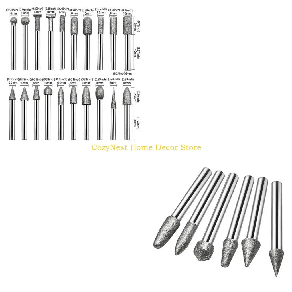 92MF 20Pcs/set Grinding Head Mounted Points Bit 6mm Shank Jade Stone Carving Polishing For Rotary Tool Accessories
92MF 20Pcs/set Grinding Head Mounted Points Bit 6mm Shank Jade Stone Carving Polishing For Rotary Tool Accessories