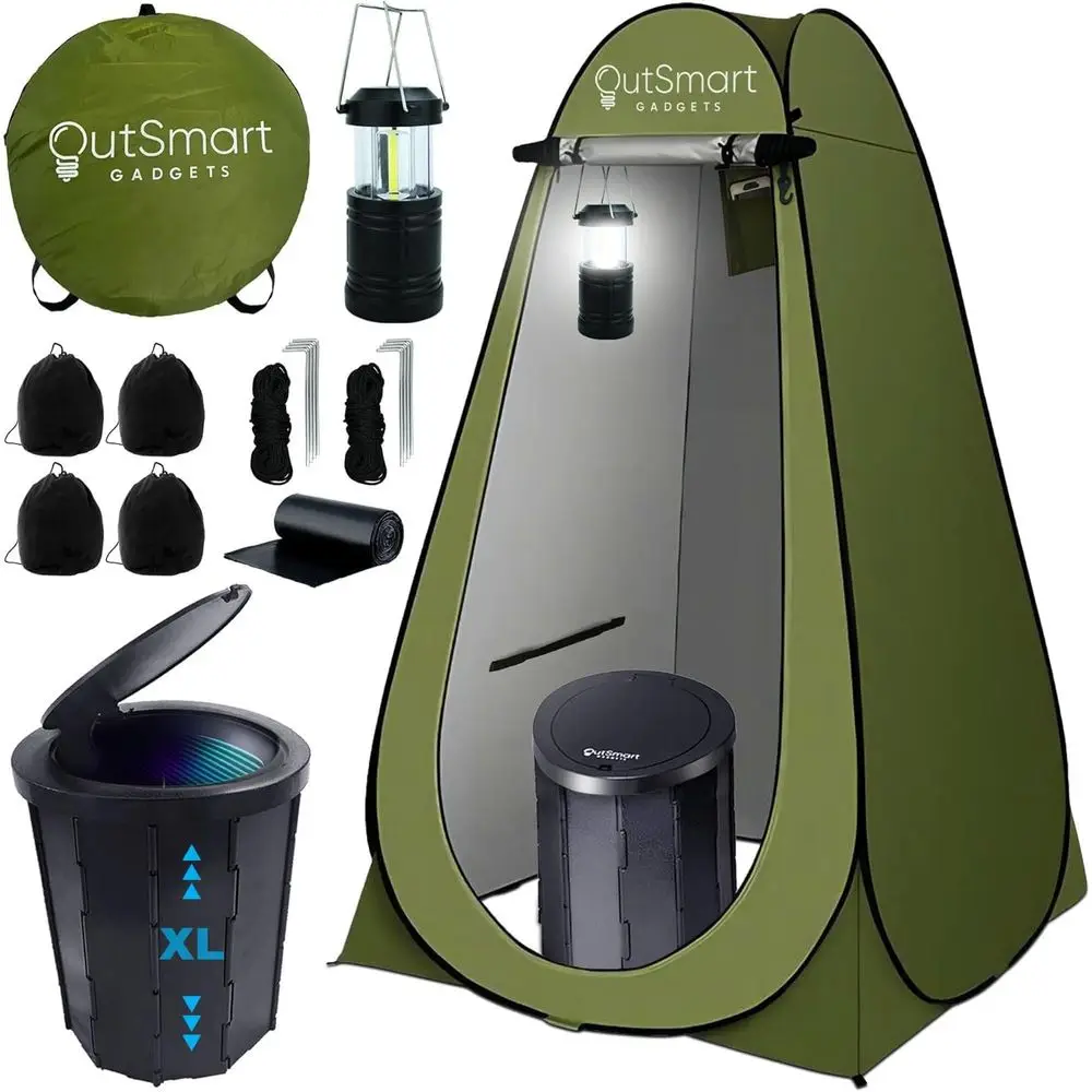 Outdoor Portable Toilet Set for Adults with Camping Night Lantern, Folding XL Toilet, Pop Up Privacy Tent and Carry Bags, Multip
Outdoor Portable Toilet Set for Adults with Camping Night Lantern, Folding XL Toilet, Pop Up Privacy Tent and Carry Bags, Multip