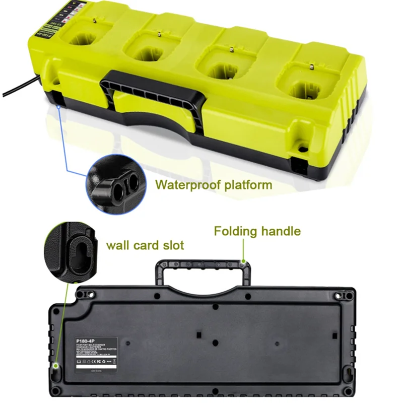 Быстрое зарядное устройство ABFM-320W, 4 порта, 3 А для электроинструмента Ryobi, 18 В, Ni-Cd, Ni-Mh литий-ионные аккумуляторы P109 PBP002 с двумя USB-портами
Быстрое зарядное устройство ABFM-320W, 4 порта, 3 А для электроинструмента Ryobi, 18 В, Ni-Cd, Ni-Mh литий-ионные аккумуляторы P109 PBP002 с двумя USB-портами