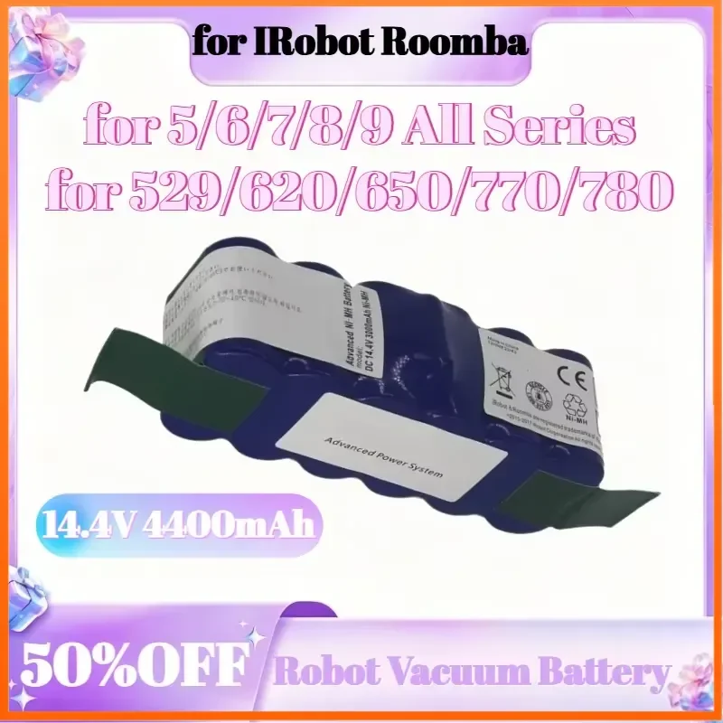 14.4V 4400mAh Battery for 529/620/650/770/780/860/870/880 for IRobot Roomba 5/6/7/8/9 All Series Robot Vacuum Battery
14.4V 4400mAh Battery for 529/620/650/770/780/860/870/880 for IRobot Roomba 5/6/7/8/9 All Series Robot Vacuum Battery