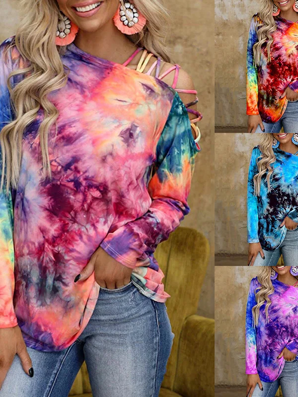 Женская летняя повседневная футболка свободного кроя с принтом тай-дай, открытыми плечами и стандартной длиной
Женская летняя повседневная футболка свободного кроя с принтом тай-дай, открытыми плечами и стандартной длиной