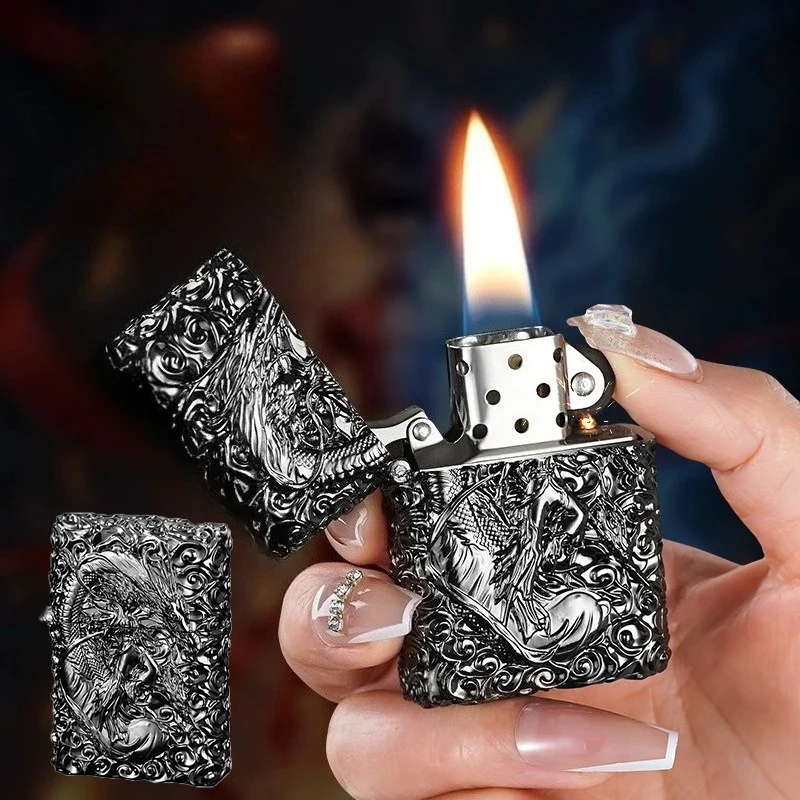 New Metal Relief Armor High-quality Windproof Lighter Fashionable Classic Retro Grinding Wheel Portable Lighter Men's Gift
New Metal Relief Armor High-quality Windproof Lighter Fashionable Classic Retro Grinding Wheel Portable Lighter Men's Gift