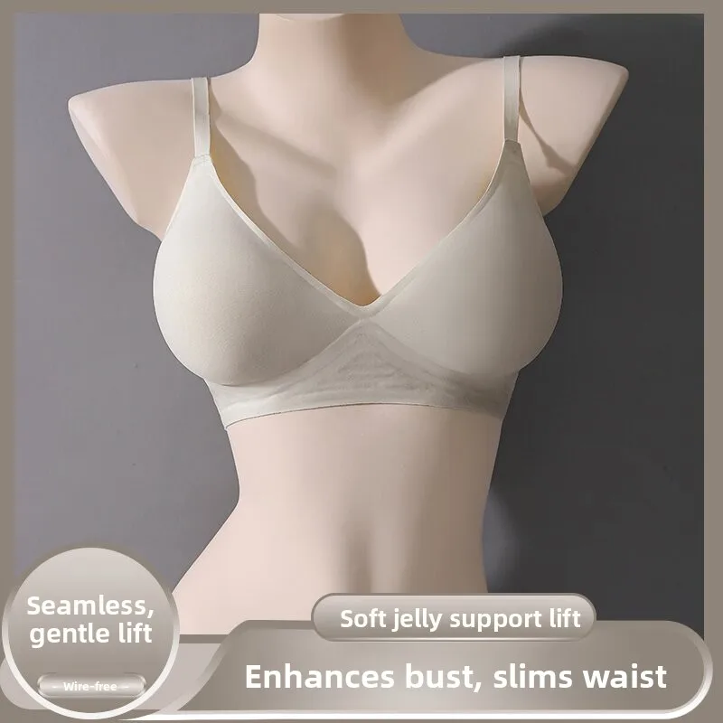 Naked Feel Jelly Thickened Cup Women's Bra Gathered Sexy Underwear Korean Style Polyester Fiber with Steel Ring Shoulder Design
Naked Feel Jelly Thickened Cup Women's Bra Gathered Sexy Underwear Korean Style Polyester Fiber with Steel Ring Shoulder Design