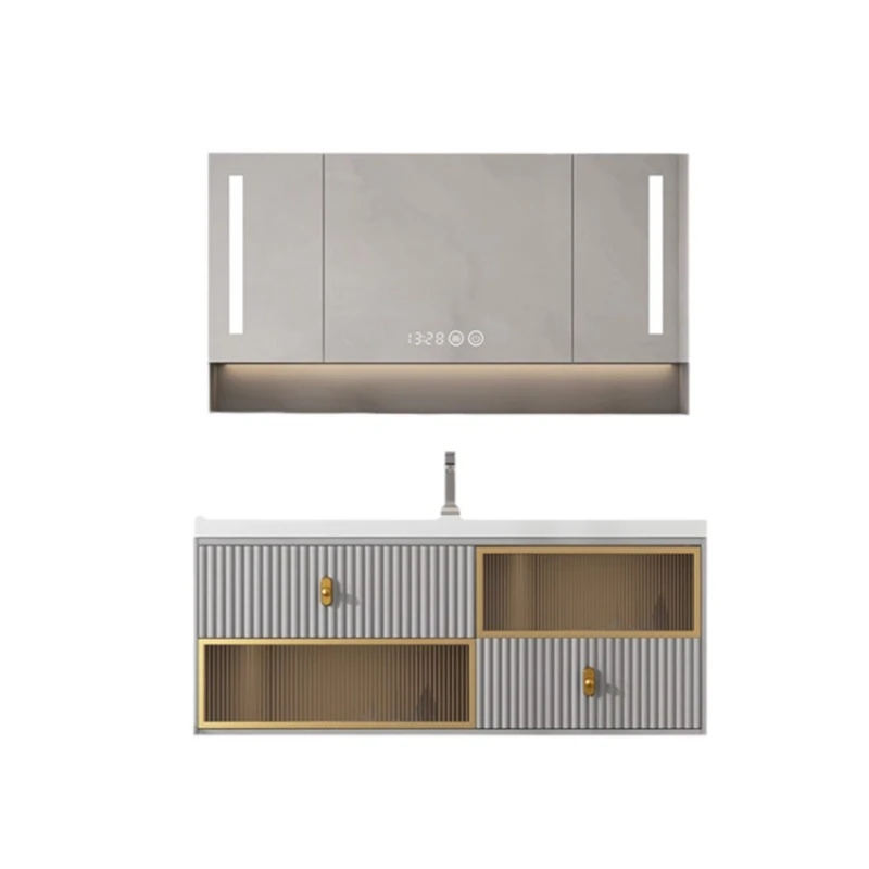 Light luxury small apartment solid wood bathroom cabinet smart mirror cabinet partition side cabinet integrated ceramic basin
Light luxury small apartment solid wood bathroom cabinet smart mirror cabinet partition side cabinet integrated ceramic basin