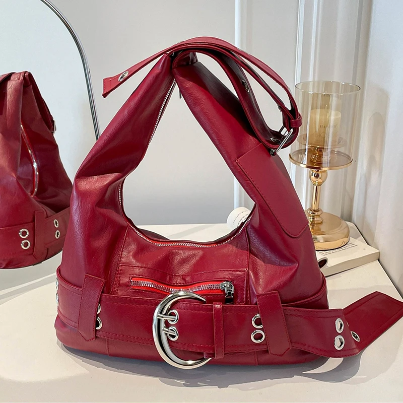 Y2k Retro Motorcycle Underarm Bag Women Street Rivet Belt Buckle Decor Shoulder Bag Fashion Versatile Tote Bag Chic Dumpling Bag
Y2k Retro Motorcycle Underarm Bag Women Street Rivet Belt Buckle Decor Shoulder Bag Fashion Versatile Tote Bag Chic Dumpling Bag
