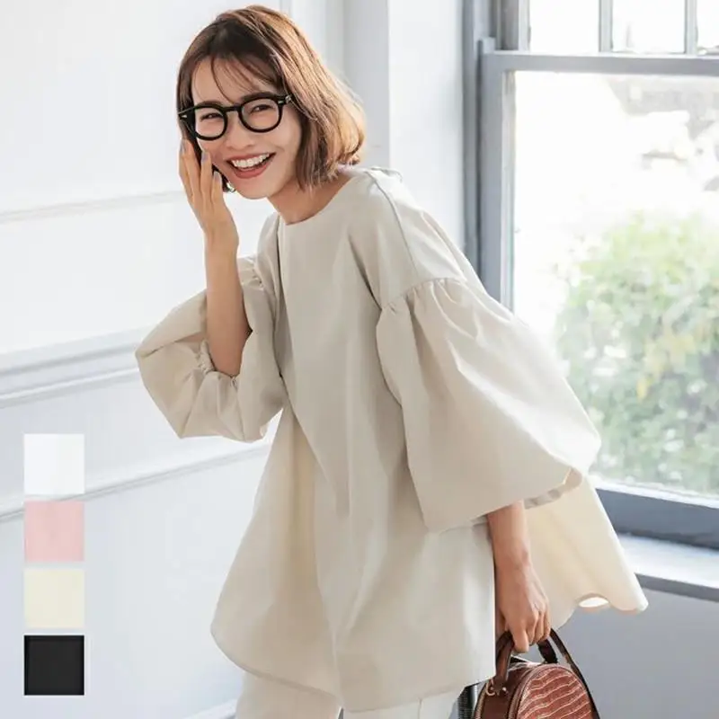 Loose Women's Bubble Sleeve Shirt Summer Tshirt Comfortable Breathable Cotton Polyester Blend Long Sleeve Half Open Collar
Loose Women's Bubble Sleeve Shirt Summer Tshirt Comfortable Breathable Cotton Polyester Blend Long Sleeve Half Open Collar