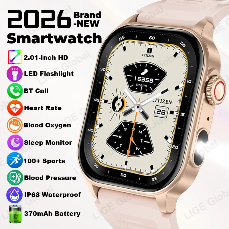 LIGE 2026 Men Women Smart Watch 2.01" HD BT Call Heart Rate Blood Pressure Health Monitor Flashlight Smartwatch For Android iOS
LIGE 2026 Men Women Smart Watch 2.01" HD BT Call Heart Rate Blood Pressure Health Monitor Flashlight Smartwatch For Android iOS