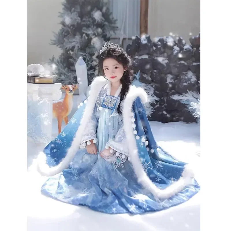 Children Girls Hanfu Dress Cloak Winter White Blue Chinese Style Clothes Cape Kids Cosplay Costume Christmas New Year Outfit
Children Girls Hanfu Dress Cloak Winter White Blue Chinese Style Clothes Cape Kids Cosplay Costume Christmas New Year Outfit