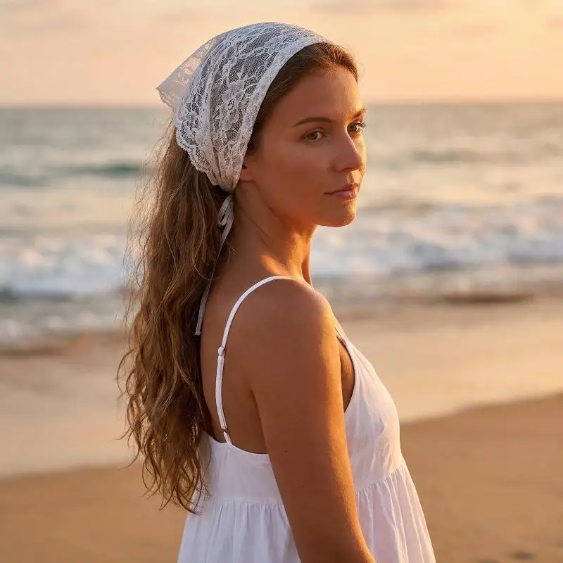 Модный кружевной платок-косынка для волос, женский ретро-платок с белым кружевом и цветочным узором, треугольный головной убор, повязка для волос для путешествий и фотосессий, аксессуары для волос
Модный кружевной платок-косынка для волос, женский ретро-платок с белым кружевом и цветочным узором, треугольный головной убор, повязка для волос для путешествий и фотосессий, аксессуары для волос