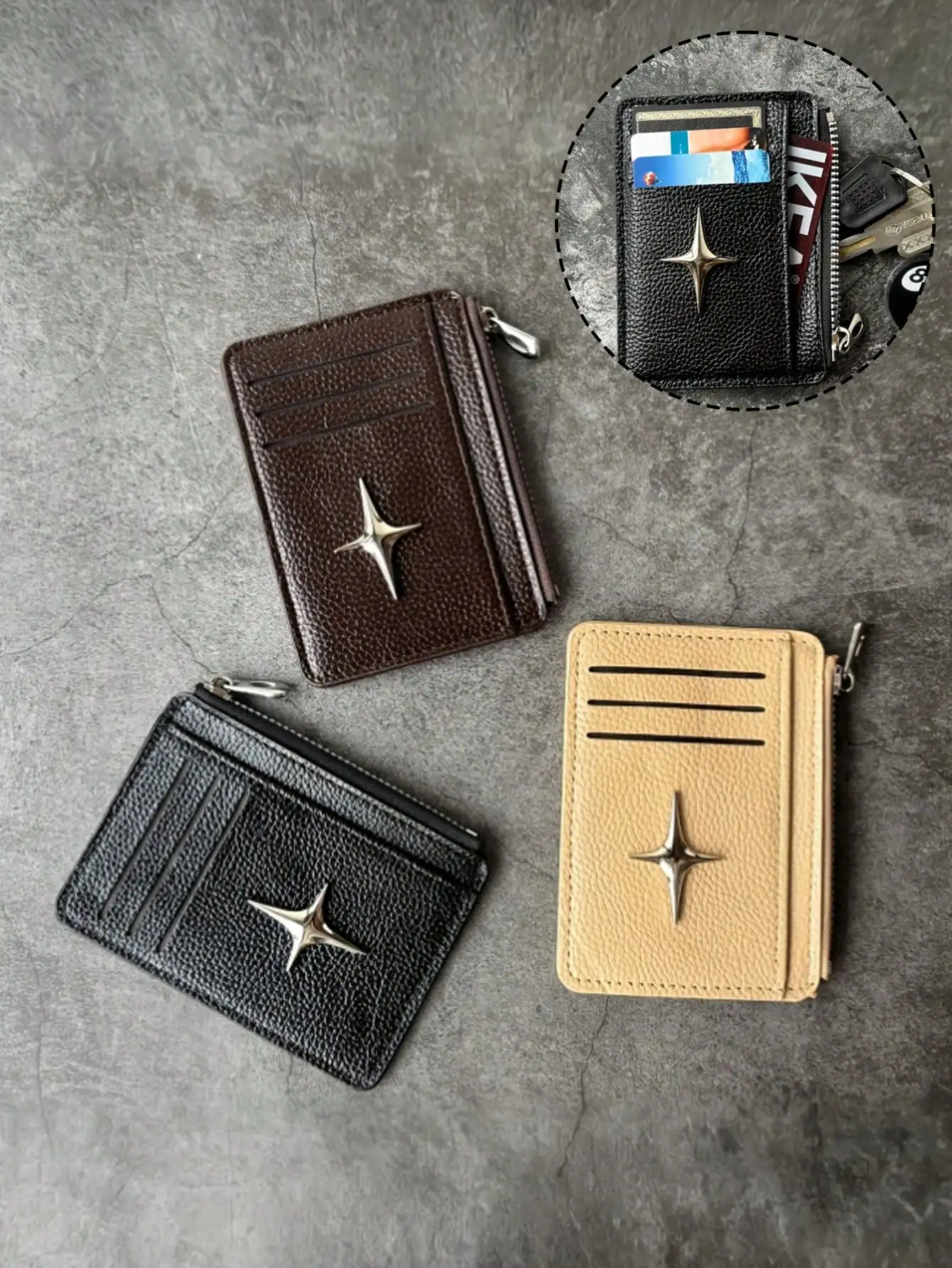 Ultra-Thin Pu Coin Wallet With Silver Stars,With Multiple Card Slots ,Fashionable And Individual Card Clip Coin Purse,Multipurpose Card & Coin Holder,Fashionable And Minimalist Men's Faux Leather Wallet - Ultra-Thin Portable Credit Card Holder With A Zipp
Ultra-Thin Pu Coin Wallet With Silver Stars,With Multiple Card Slots ,Fashionable And Individual Card Clip Coin Purse,Multipurpose Card & Coin Holder,Fashionable And Minimalist Men's Faux Leather Wallet - Ultra-Thin Portable Credit Card Holder With A Zipp