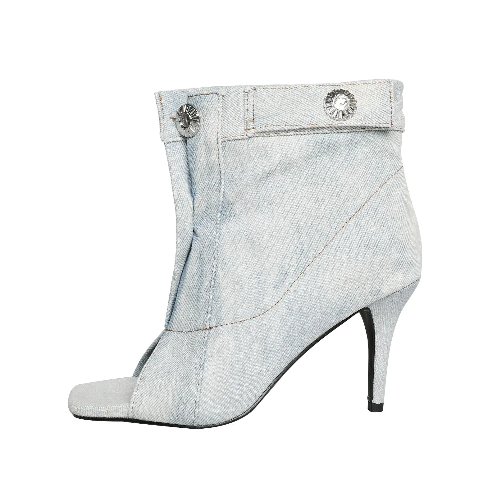 Arden Furtado 2024 Summer Denim Short boots Square toe Open toe Stiletto heel Crystal Metal buckle Ladies Cool boots Large size
Arden Furtado 2024 Summer Denim Short boots Square toe Open toe Stiletto heel Crystal Metal buckle Ladies Cool boots Large size