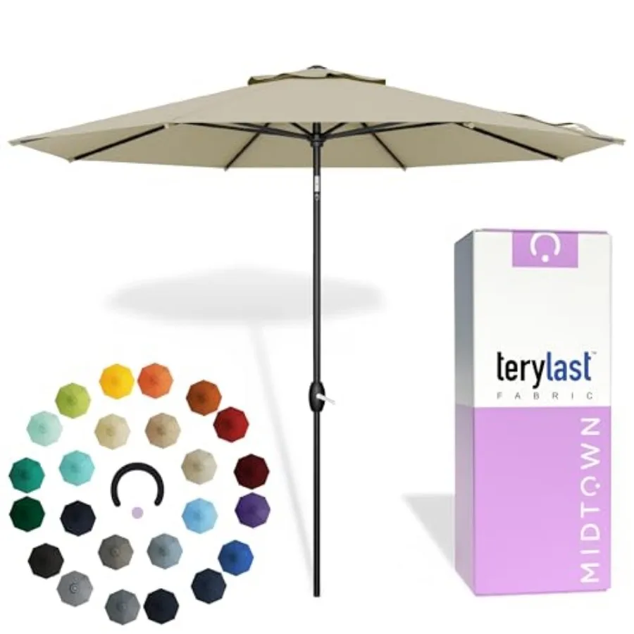 - 10-Year-No-Fade 9 Ft Patio Umbrella with Terylast Fabric, Auto-Tilt Aluminum Frame and 8 Reinforced Ribs for Deck, Pool, Gard
- 10-Year-No-Fade 9 Ft Patio Umbrella with Terylast Fabric, Auto-Tilt Aluminum Frame and 8 Reinforced Ribs for Deck, Pool, Gard