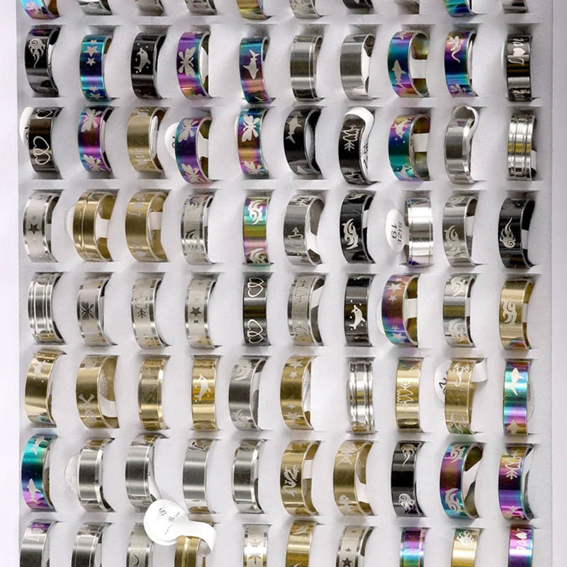 Rimiut 100pcs Hot Sale Multiple Styles Random Styles Stainless Steel Ring Multiple Colors Index Finger Ring Party Ring Wholesale
Rimiut 100pcs Hot Sale Multiple Styles Random Styles Stainless Steel Ring Multiple Colors Index Finger Ring Party Ring Wholesale