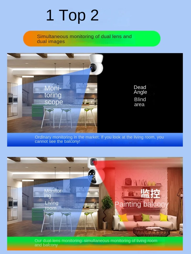 HD Wireless Remote Monitor Indoor Dual Picture Dual Camera 360 Degree Ultra-clear Surveillance Video Recorder
HD Wireless Remote Monitor Indoor Dual Picture Dual Camera 360 Degree Ultra-clear Surveillance Video Recorder
