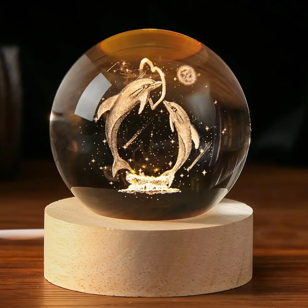 6cm Dolphin Decorative Glass Sphere 3D Dolphin Crystal Ball with Wood LED Base Desktop Ornament Home Decoration Birthday Gifts
6cm Dolphin Decorative Glass Sphere 3D Dolphin Crystal Ball with Wood LED Base Desktop Ornament Home Decoration Birthday Gifts