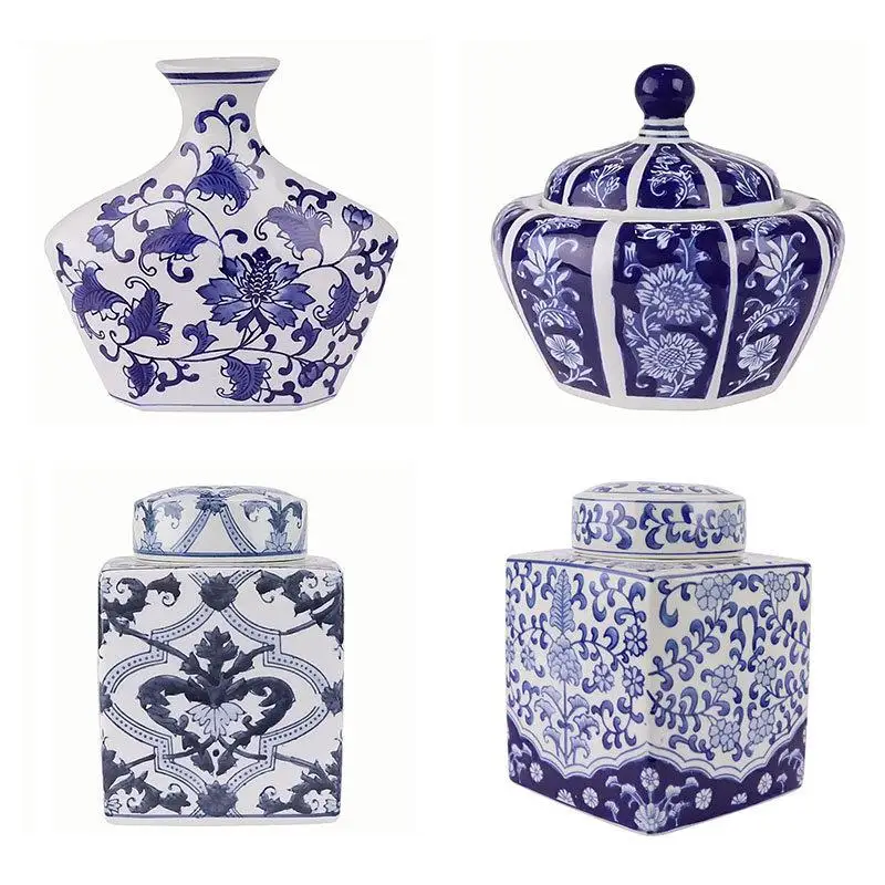 Blue and White Porcelain Ceramic Storage Jar Floral Texture Ginger Candy Can Tea Canister Desk Decoration Flower Arrangement
Blue and White Porcelain Ceramic Storage Jar Floral Texture Ginger Candy Can Tea Canister Desk Decoration Flower Arrangement