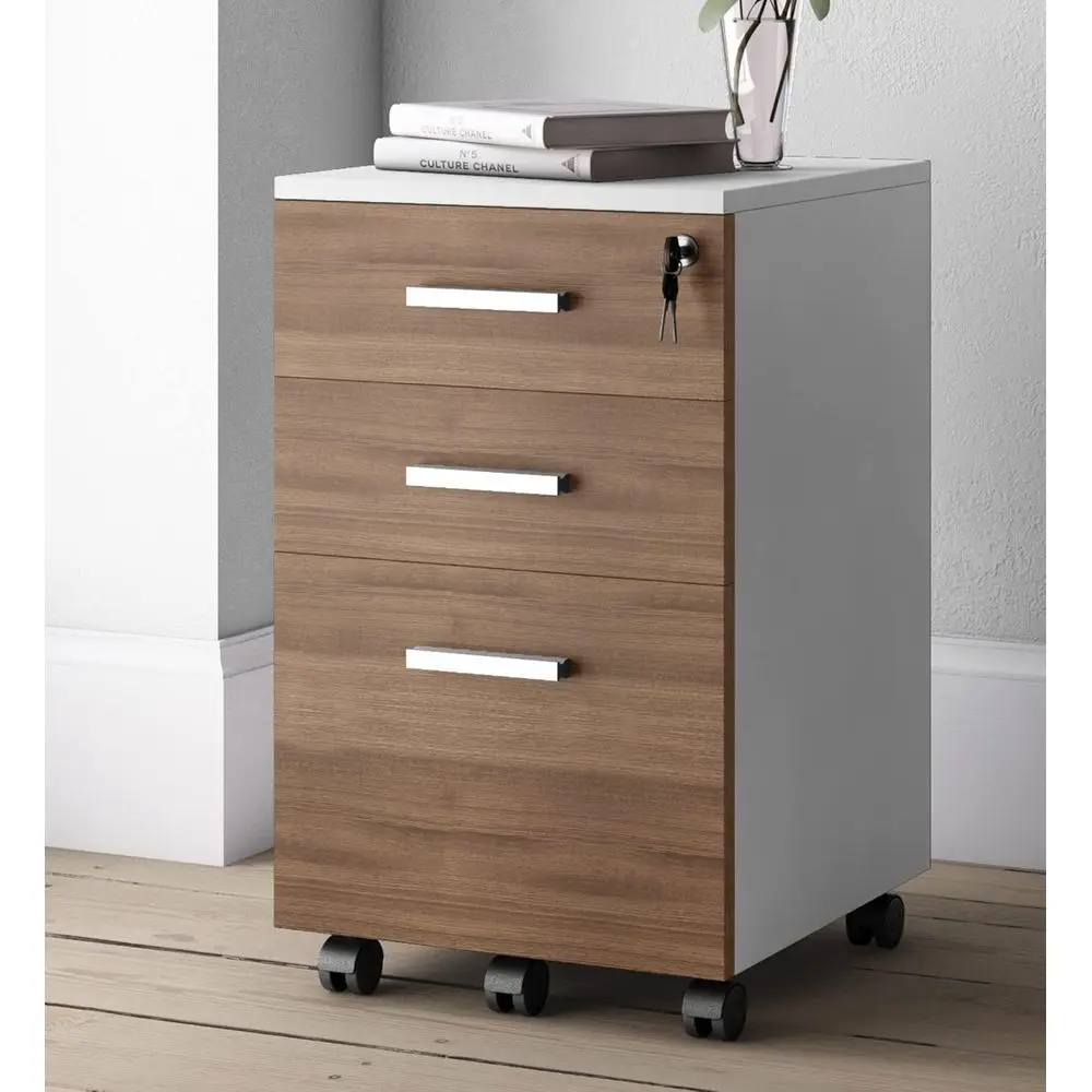 Walnut and White 3 Drawer Rolling File Cabinet with Lock, Suitable for Home Office or Under Desk
Walnut and White 3 Drawer Rolling File Cabinet with Lock, Suitable for Home Office or Under Desk